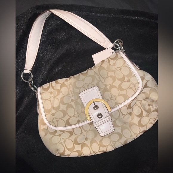 Coach Handbags - TAN & PINK COACH PURSE